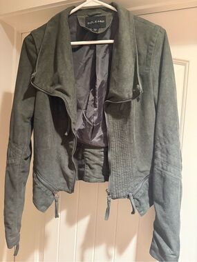 Solemio Olive Green Suede Moto Jacket
